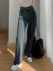 Irregular Design High Rise Boyfriend Jeans