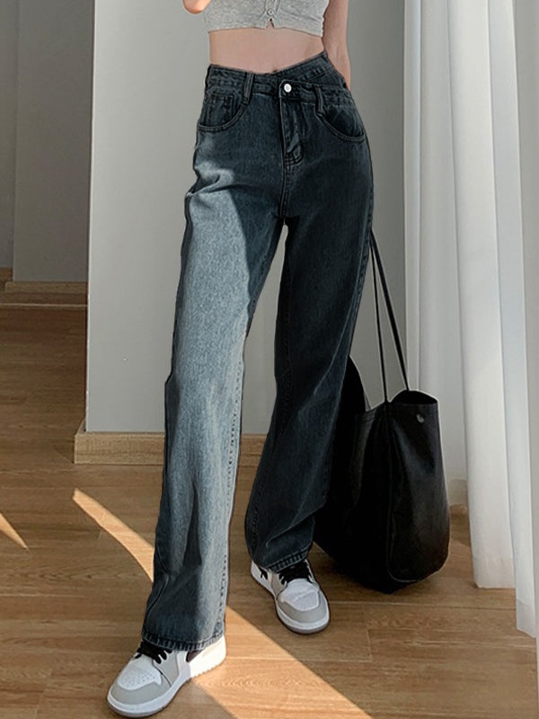Irregular Design High Rise Boyfriend Jeans