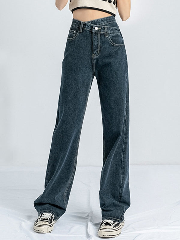 Irregular Design High Rise Boyfriend Jeans