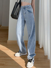 Irregular Design High Rise Boyfriend Jeans