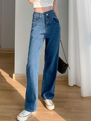 Irregular Design High Rise Boyfriend Jeans