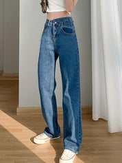Irregular Design High Rise Boyfriend Jeans