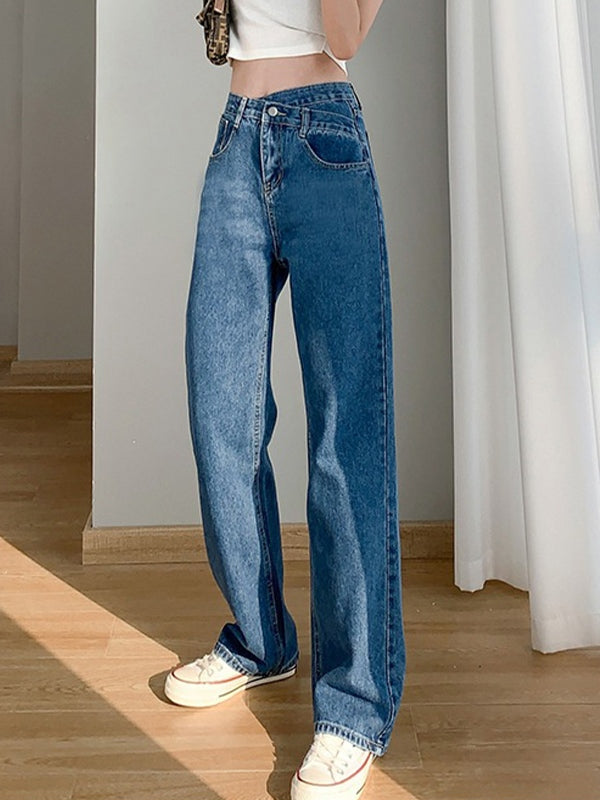 Irregular Design High Rise Boyfriend Jeans