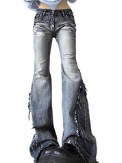 Raw Trim Splice Low Rise Flare Jeans