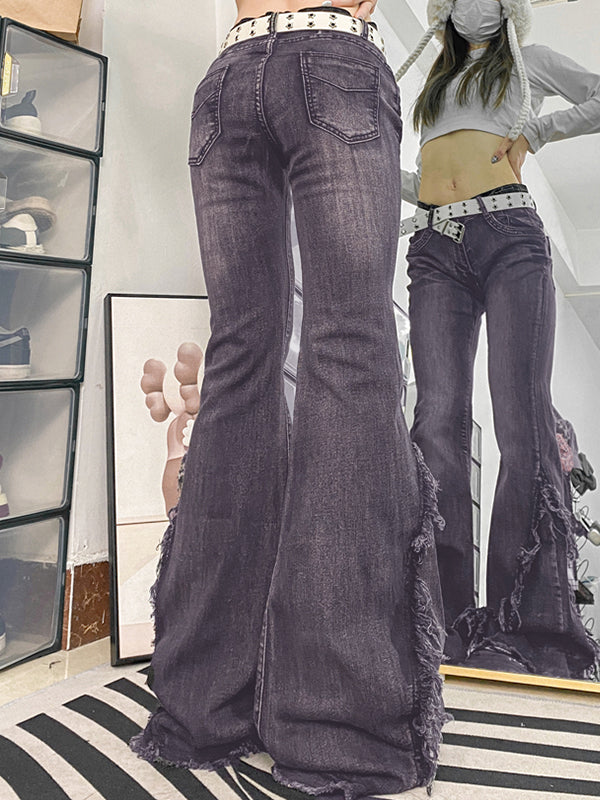 Raw Trim Splice Low Rise Flare Jeans