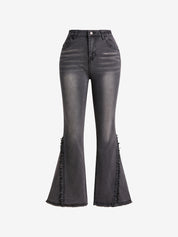 Raw Trim Splice Low Rise Flare Jeans