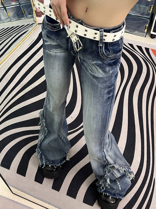 Raw Trim Splice Low Rise Flare Jeans