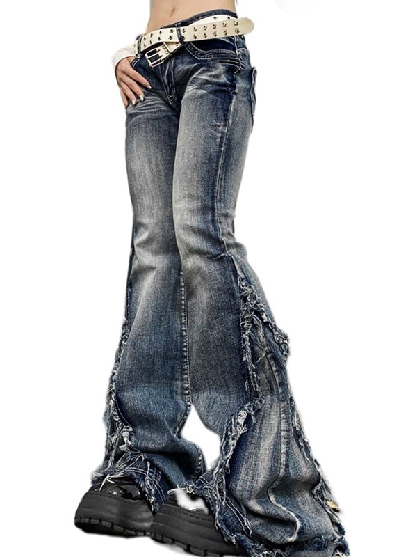 Raw Trim Splice Low Rise Flare Jeans