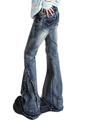 Raw Trim Splice Low Rise Flare Jeans