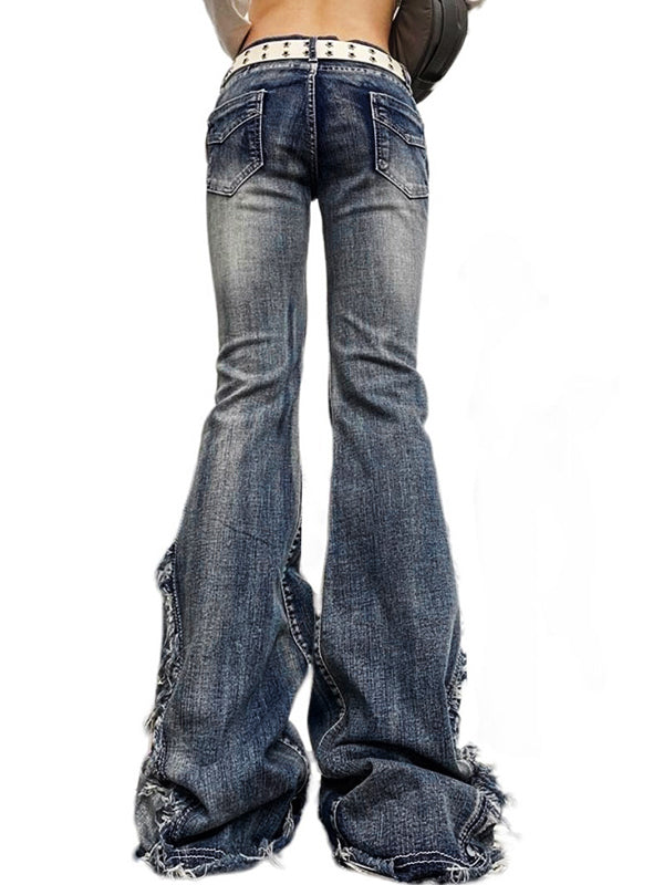 Raw Trim Splice Low Rise Flare Jeans