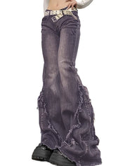 Raw Trim Splice Low Rise Flare Jeans