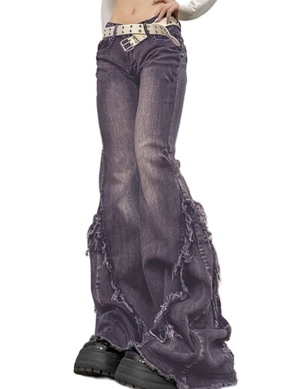 Raw Trim Splice Low Rise Flare Jeans