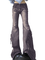 Raw Trim Splice Low Rise Flare Jeans