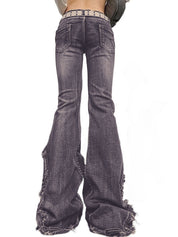 Raw Trim Splice Low Rise Flare Jeans