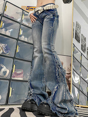 Raw Trim Splice Low Rise Flare Jeans