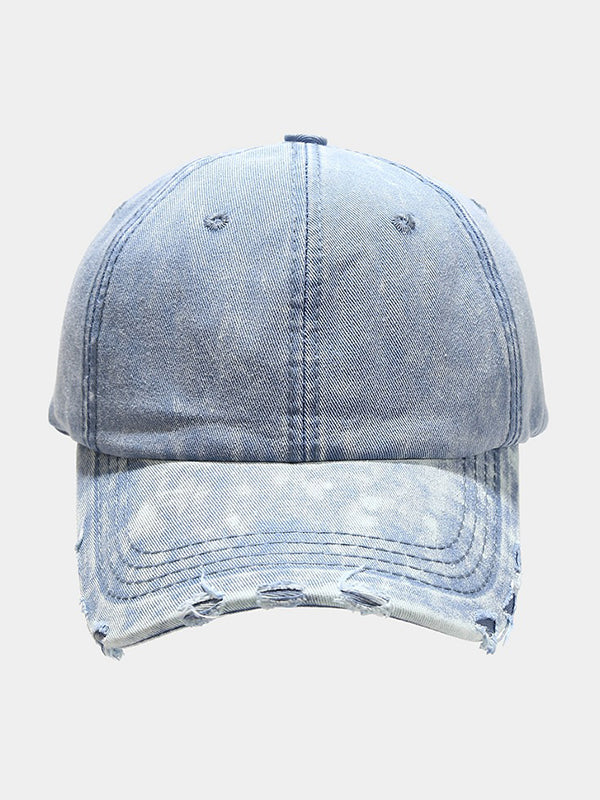 Wash Distressed Denim Ripped Baseball Cap