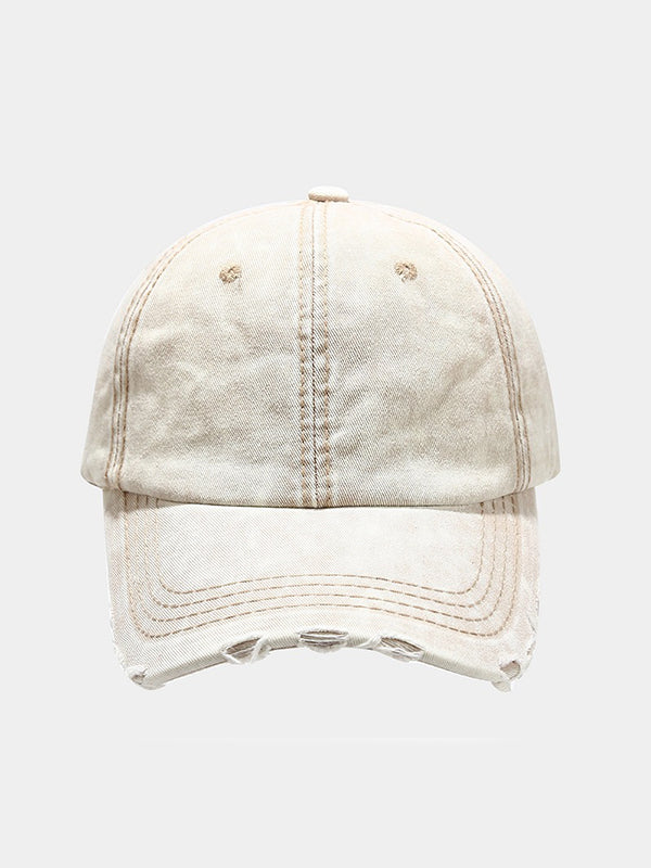 Wash Distressed Denim Ripped Baseball Cap