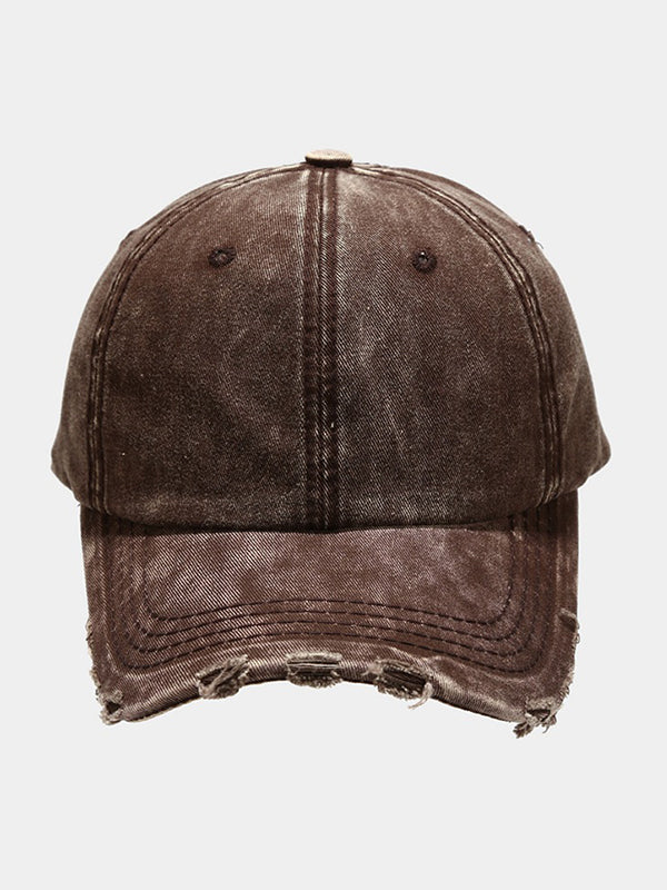 Wash Distressed Denim Ripped Baseball Cap
