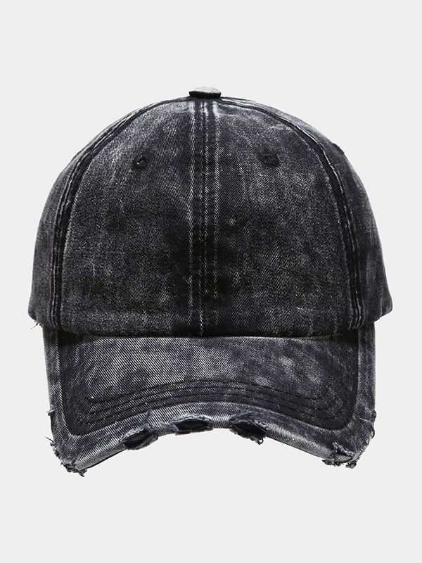 Wash Distressed Denim Ripped Baseball Cap