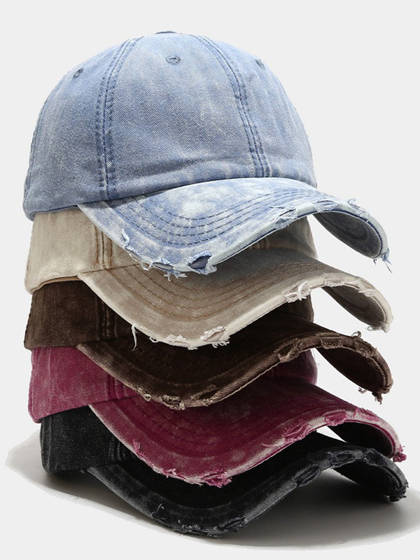 Wash Distressed Denim Ripped Baseball Cap