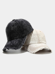 Wash Distressed Denim Ripped Baseball Cap