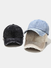 Wash Distressed Denim Ripped Baseball Cap