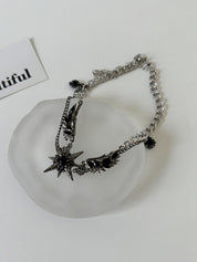 Street Black Gem Wing Double Layered Necklace