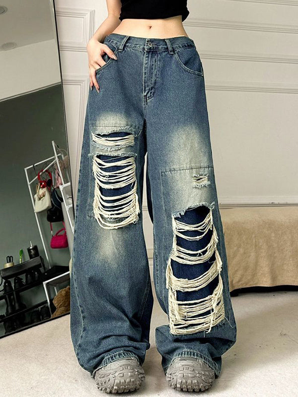 Vintage Ripped High Rise Ripped Jeans