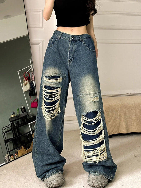 Vintage Ripped High Rise Ripped Jeans