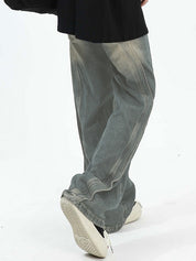 Men's Vintage Wash Splice Loose Jeans