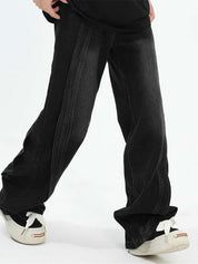 Men's Vintage Wash Splice Loose Jeans