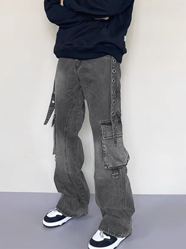 Men's Multi Pocket Eyelet Cargo Jeans