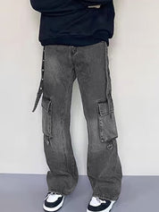Men's Multi Pocket Eyelet Cargo Jeans