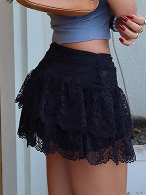 Low-Waist Solid Color Versatile A-Line Mini Skirt