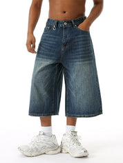 Wide Leg Street Style Straight Leg Denim Shorts