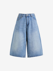 Wide Leg Street Style Straight Leg Denim Shorts