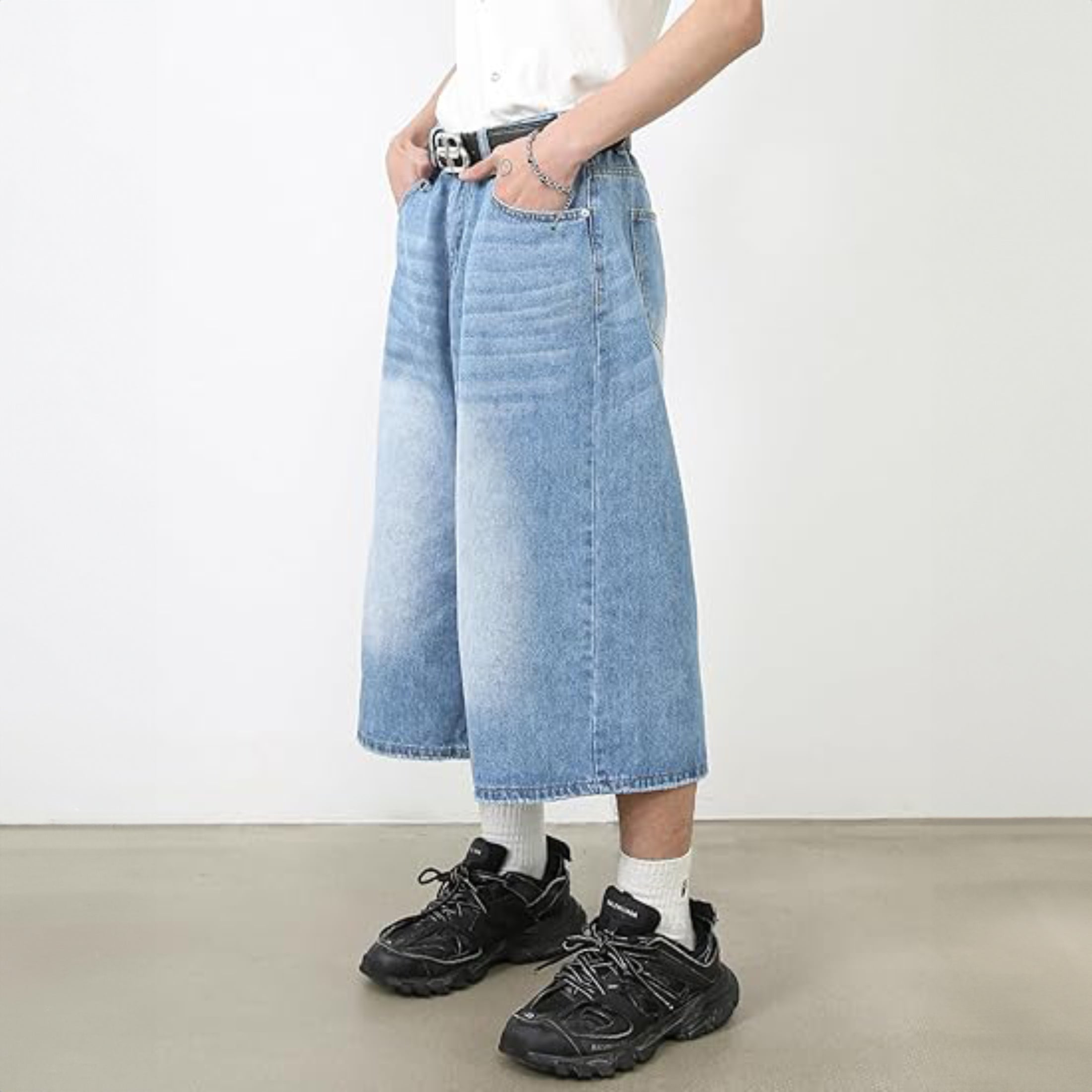Wide Leg Street Style Straight Leg Denim Shorts