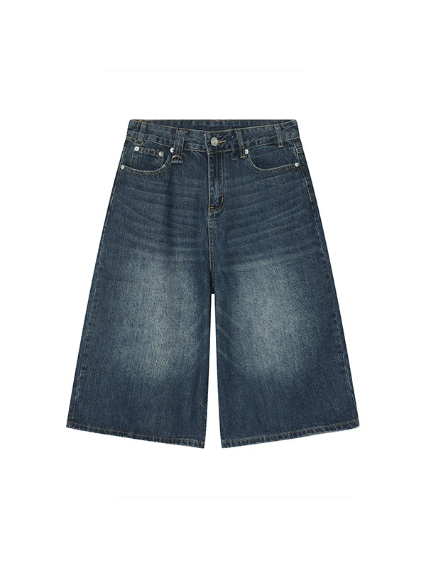 Wide Leg Street Style Straight Leg Denim Shorts