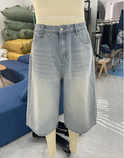 Wide Leg Street Style Straight Leg Denim Shorts