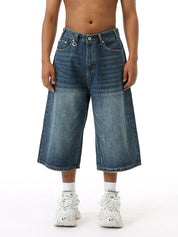Wide Leg Street Style Straight Leg Denim Shorts