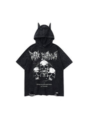 Little Devil Skull Dark Style Print Short Sleeves