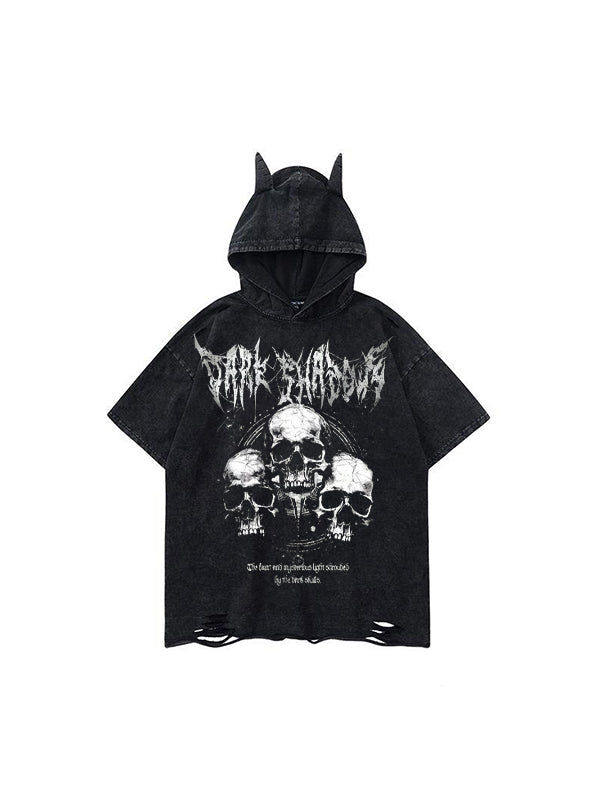 Little Devil Skull Dark Style Print Short Sleeves