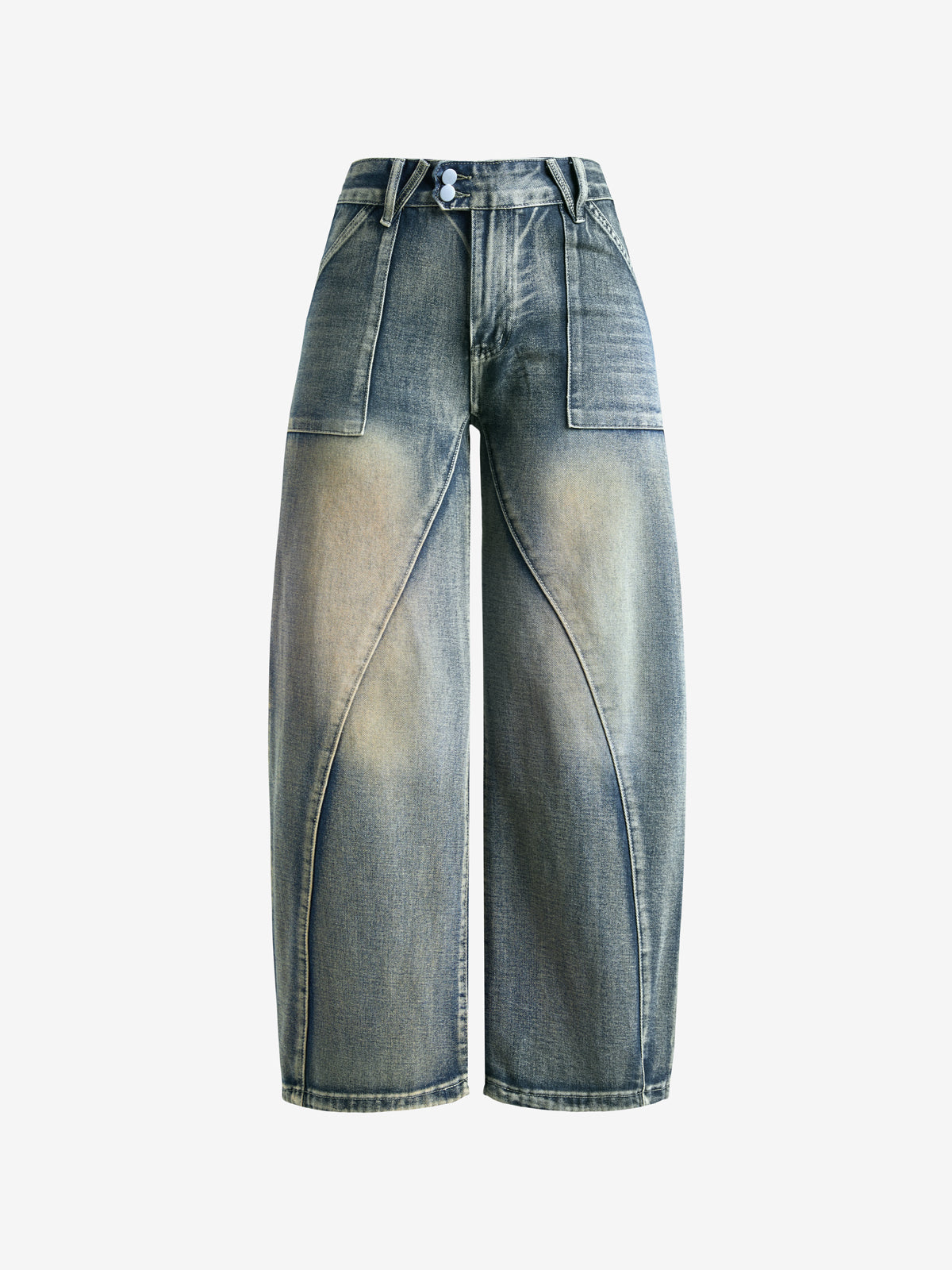 Distressed Irregular Dividing Line Pockets Cargo Jeans