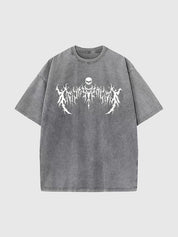 Men'S Dark Style Print Washed Oversized Short Sleeve Tee