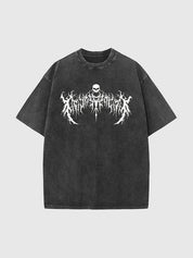 Men'S Dark Style Print Washed Oversized Short Sleeve Tee