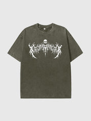 Men'S Dark Style Print Washed Oversized Short Sleeve Tee