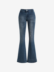 Hot Girl Washes Distresses Low Waist Flare Jeans