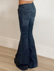 Hot Girl Washes Distresses Low Waist Flare Jeans