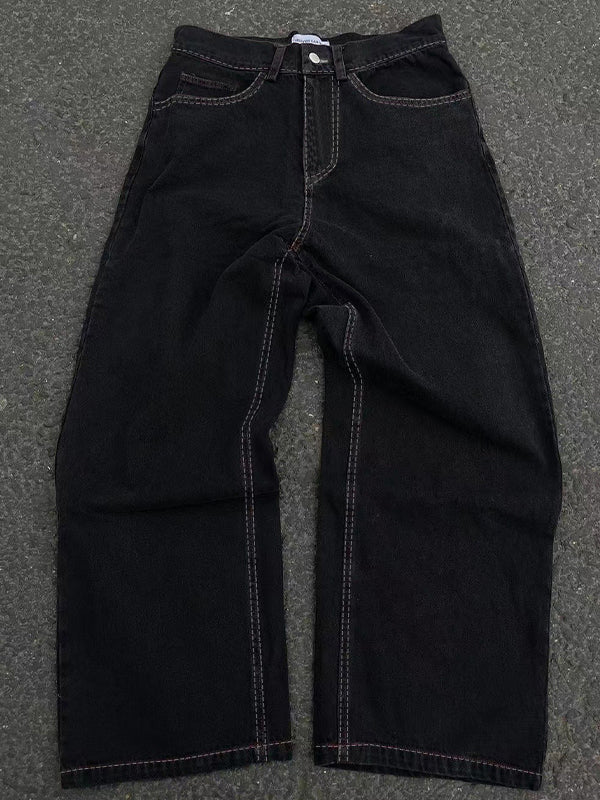 Fully Embroidered Skull Boyfriend Jeans