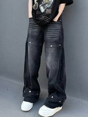 Loose Versatile Hip-Hop Straight Leg Cargo Jeans
